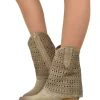 Perforated Cuff Suede Cowboy Boots – 6 cm Heel, Taupe