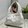 Perforated Faux Leather Bag with Purse and Shoulder Strap Included Ins