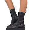 Perforated Platform Combat Boots – Summer Edition, Genuine Leather, Zi