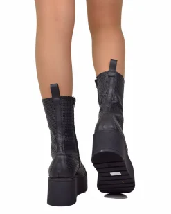 Perforated Platform Combat Boots – Summer Edition, Genuine Leather, Zi