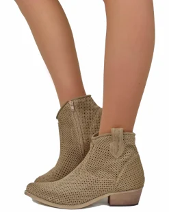 Perforated Suede Ankle Boots – Summer Western Style