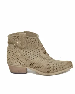 Perforated Suede Ankle Boots – Summer Western Style