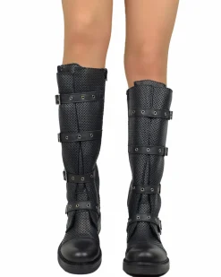 Perforated Summer Biker Boots – XL Shaft, Adjustable Fit