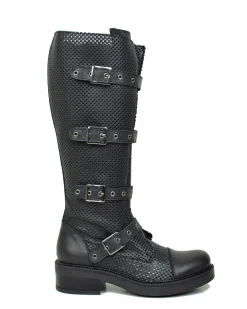 Perforated Summer Biker Boots – XL Shaft, Adjustable Fit