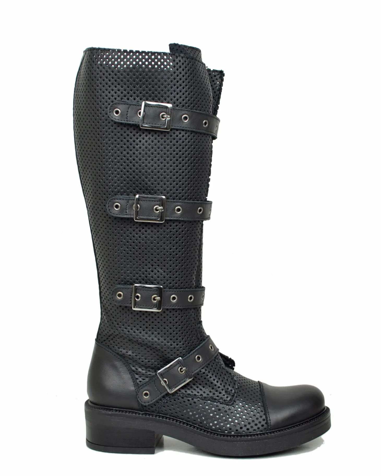 Perforated Summer Biker Boots – XL Shaft, Adjustable Fit