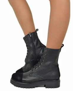 Perforated Summer Combat Boots – Genuine Leather, Suede Toe, Light Lug