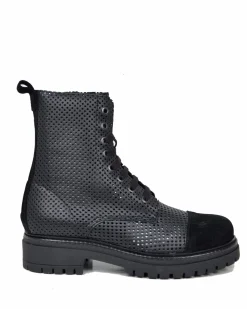 Perforated Summer Combat Boots – Genuine Leather, Suede Toe, Light Lug