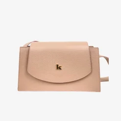 Pink Leather Adjustable Shoulder Strap Bag with "K" Stud Made in Italy
