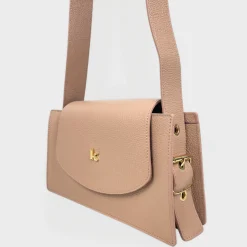 Pink Leather Adjustable Shoulder Strap Bag with "K" Stud Made in Italy