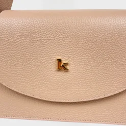 Pink Leather Adjustable Shoulder Strap Bag with "K" Stud Made in Italy