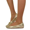 Platinum-colored Ballerinas in Stretch Nappa with Horsebit