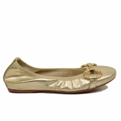 Platinum-colored Ballerinas in Stretch Nappa with Horsebit