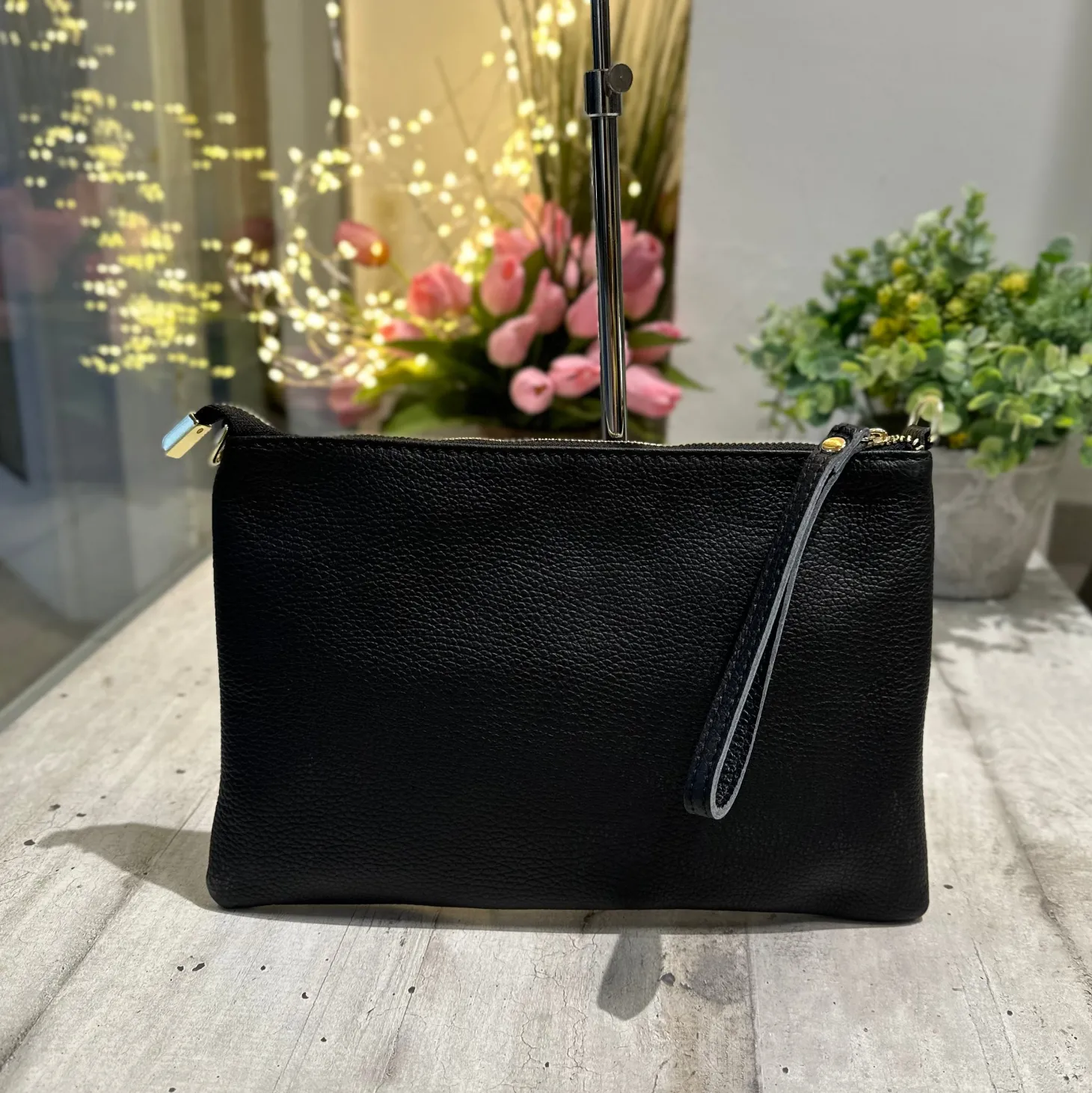 Pochette in Nappa Vera Pelle a Tracolla o a Mano con Zip