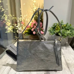 Pochette in Nappa Vera Pelle a Tracolla o a Mano con Zip