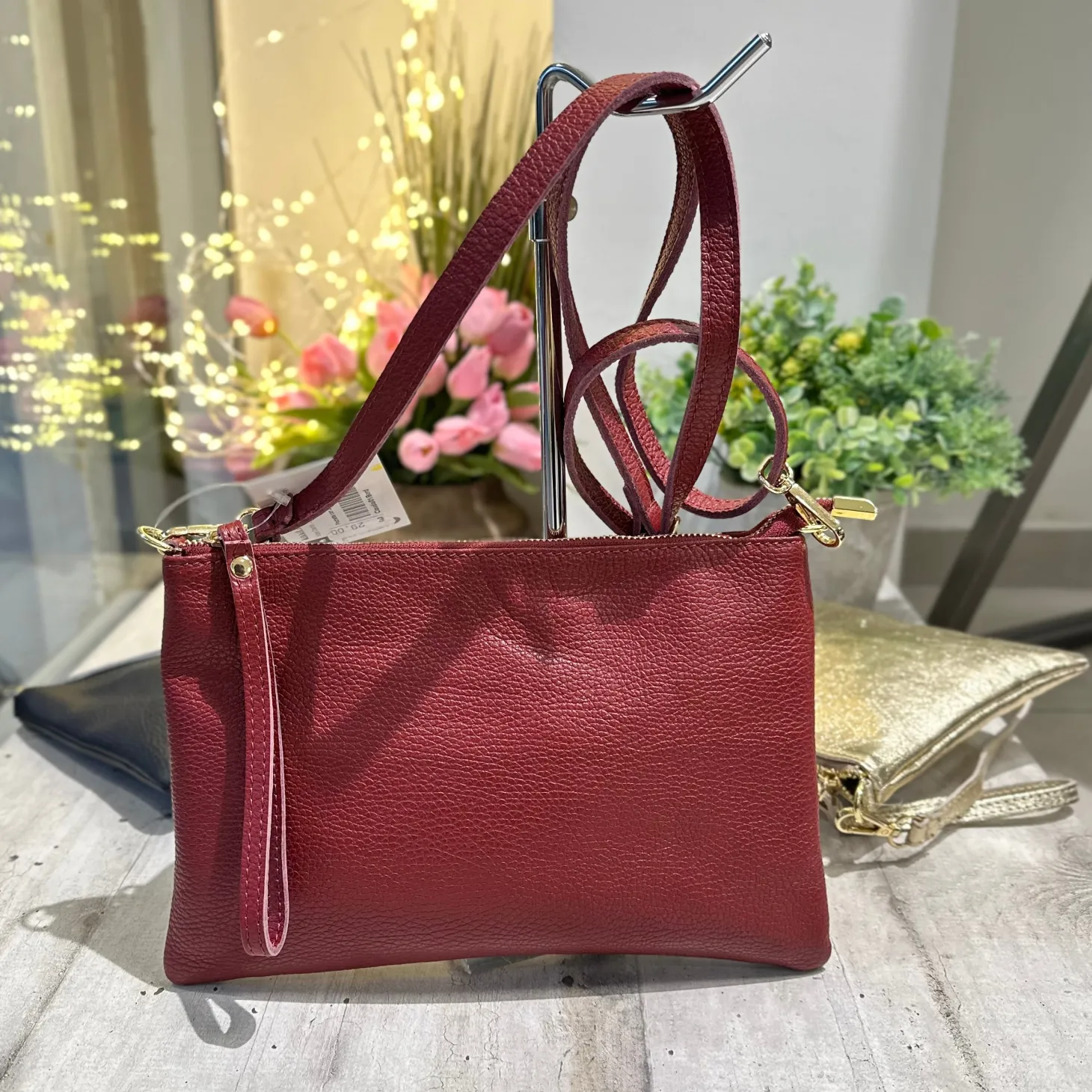 Pochette in Nappa Vera Pelle a Tracolla o a Mano con Zip
