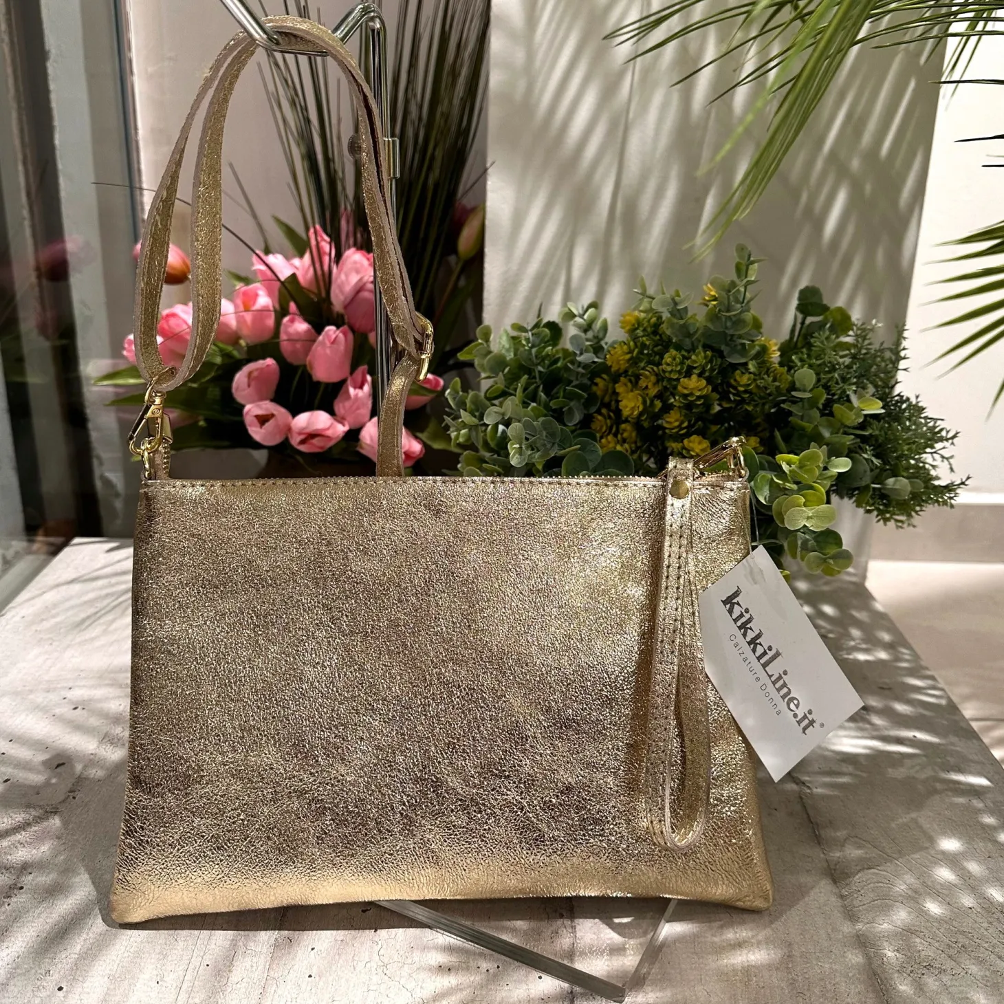 Pochette in Nappa Vera Pelle a Tracolla o a Mano con Zip