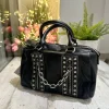 Punk Rock Studded Chains Black Faux Leather Box Bag BICE