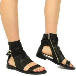 Sandali a Stivaletto Donna Neri con Zip Made in Italy