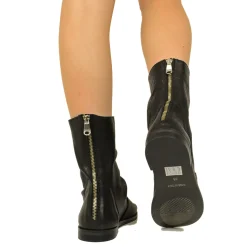 Sandali a Stivaletto Donna Neri con Zip Tacco Basso Made in Italy