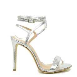 Sandali Donna Argento con Tacco a Spillo Made in Italy