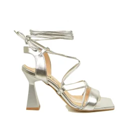 Sandali Donna Argento con Tacco Alto Made in Italy