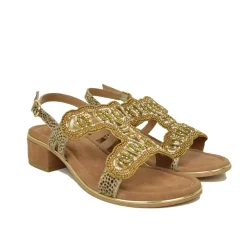 Sandali Donna Argento in Pelle Scamosciata con Strass Made in Italy