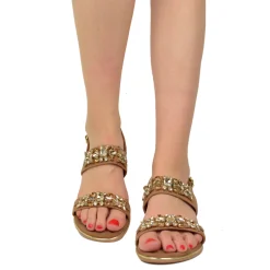 Sandali Donna Argento in Pelle Scamosciata con Strass Made in Italy