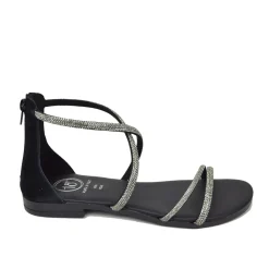 Sandali Donna Argento in Pelle Scamosciata con Strass Made in Italy