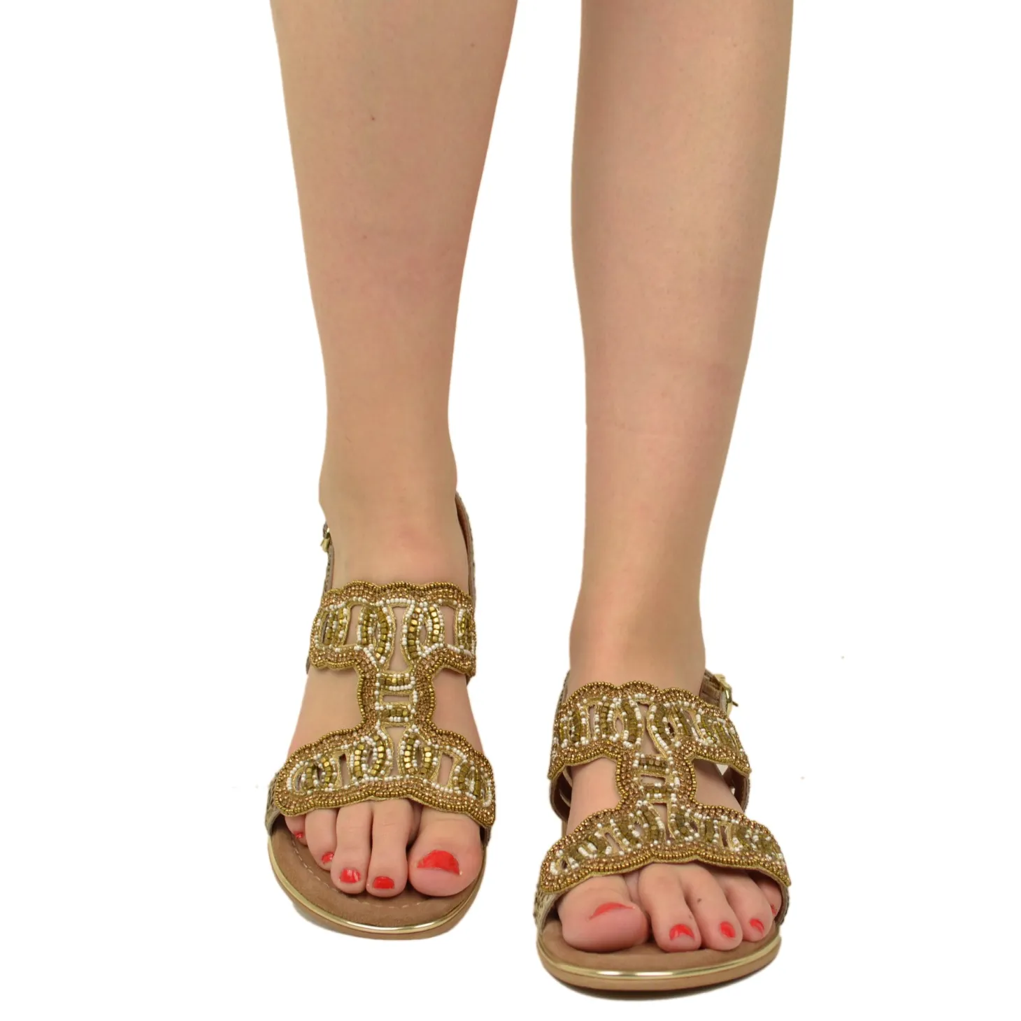 Sandali Donna Argento in Pelle Scamosciata con Strass Made in Italy
