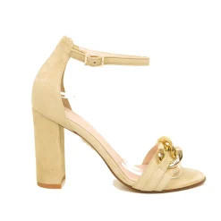 Sandali Donna Beige in Pelle Scamosciata Made in Italy