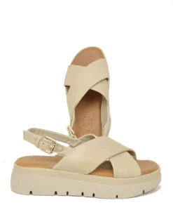 Sandali Donna Cipria con fasce incrociate e Suola in Memory Foam