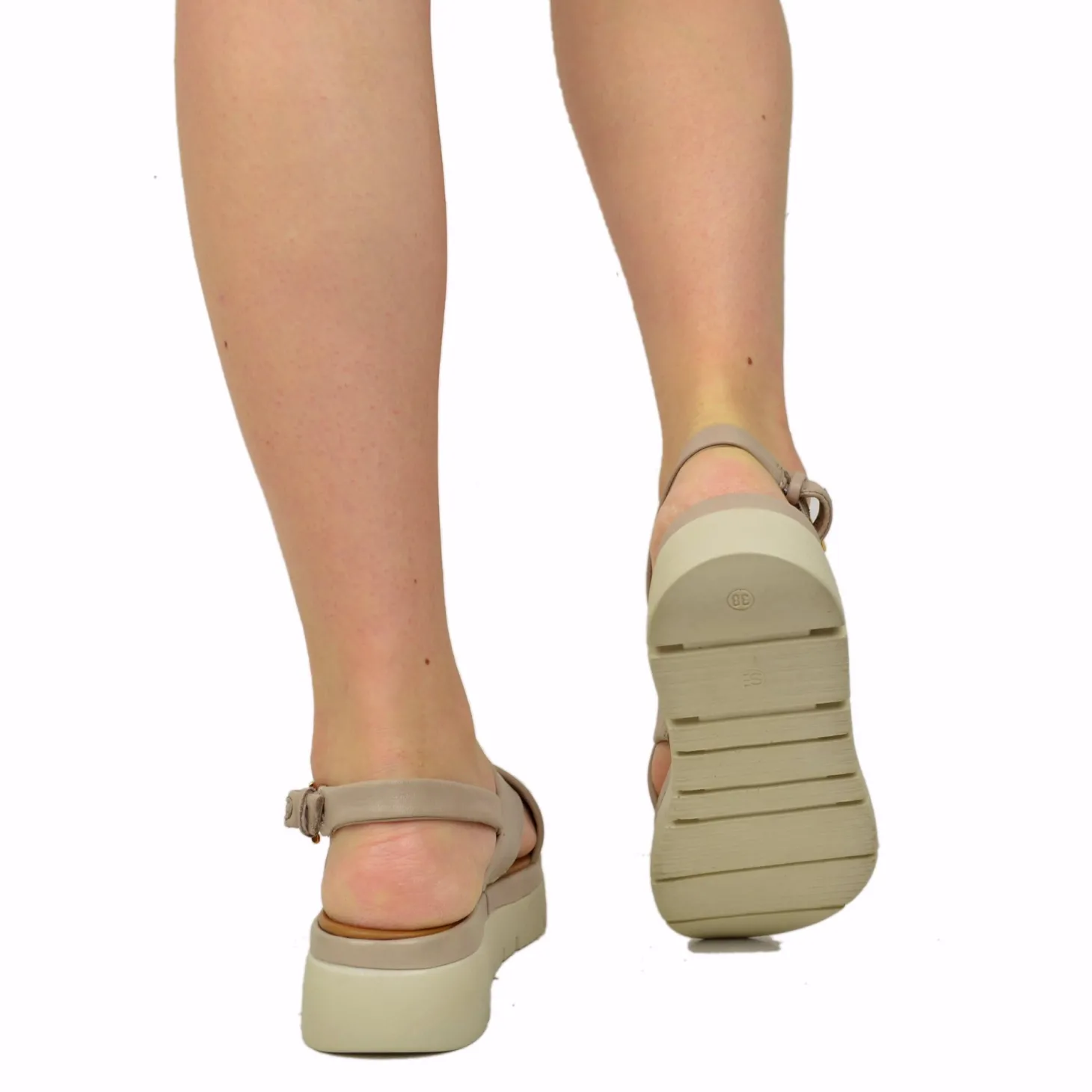 Sandali Donna Cipria con fasce incrociate e Suola in Memory Foam