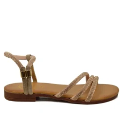 Sandali Donna Cipria in Pelle con Strass Made in Italy