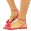 Sandali Donna color Fuxia in Pelle con Catena e Cinturino