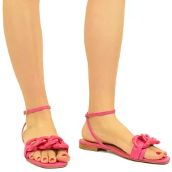 Sandali Donna color Fuxia in Pelle con Catena e Cinturino
