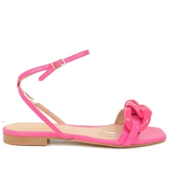 Sandali Donna color Fuxia in Pelle con Catena e Cinturino