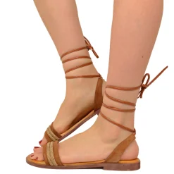 Sandali Donna Cuoio Scamosciati alla Schiava