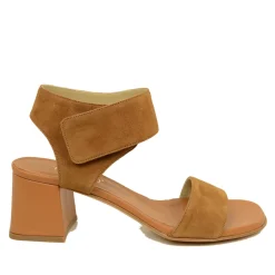 Sandali Donna Cuoio Scamosciati con Tacco Medio Made in Italy