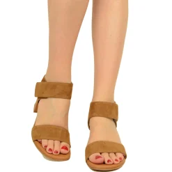 Sandali Donna Cuoio Scamosciati con Tacco Medio Made in Italy