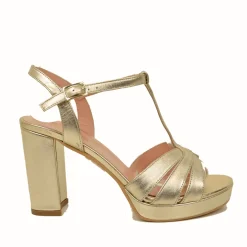 Sandali Donna in Pelle color Platino con Tacco Alto Made in Italy