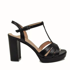 Sandali Donna in Pelle Neri con Tacco Alto Made in Italy