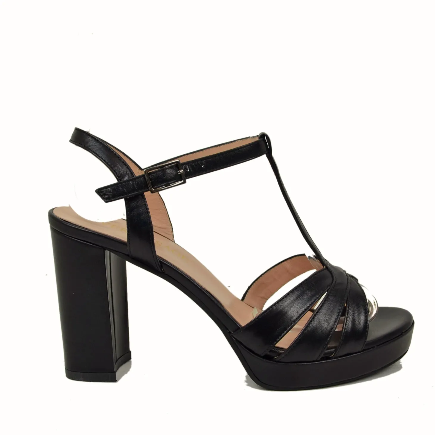 Sandali Donna in Pelle Neri con Tacco Alto Made in Italy