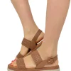 Sandali Donna Intrecciati in Pelle Marroni Suola in Memory Foam
