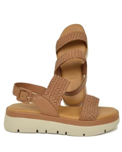 Sandali Donna Intrecciati in Pelle Marroni Suola in Memory Foam