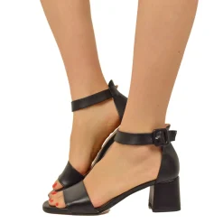Sandali Donna Neri con Cinturino Regolabile Made in Italy