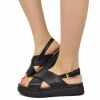 Sandali Donna Neri con fasce incrociate e Suola in Memory Foam