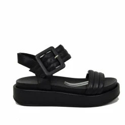 Sandali Donna Platform con Cinturino in Pelle Nera