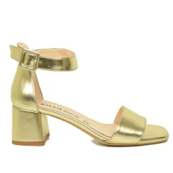 Sandali Donna Platino con Cinturino e Tacco Medio Made in Italy