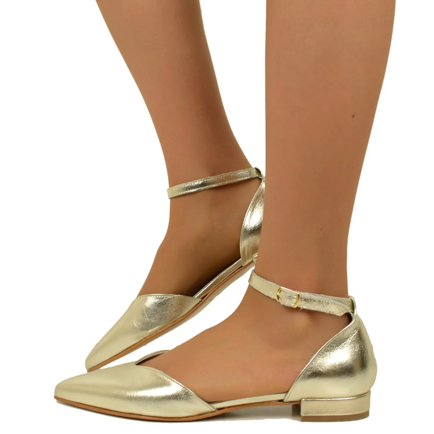 Sandali Donna Platino in Pelle con Cinturino Made in Italy