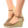 Sandali Espadrillas Platform in Corda Taupe in Similpelle